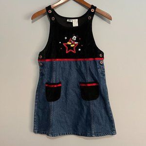 Mickey & Co M (10/12) Black/red/denim Velvet embroidered denim jumper